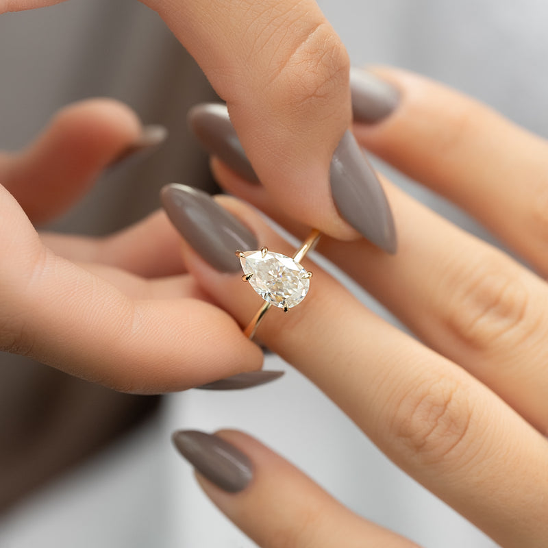 2.50CT Pear Lab Grown F/VVS2 Diamond Hidden Halo Engagement Ring