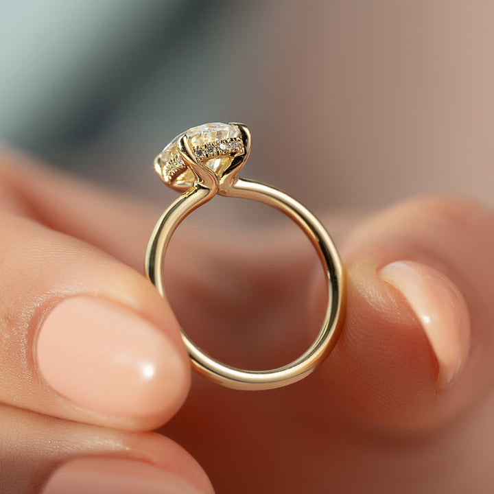 2.50CT Pear Lab Grown F/VVS2 Diamond Hidden Halo Engagement Ring