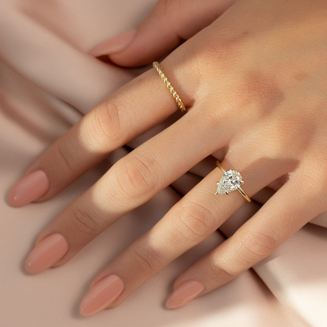 2.50CT Pear Lab Grown F/VVS2 Diamond Hidden Halo Engagement Ring