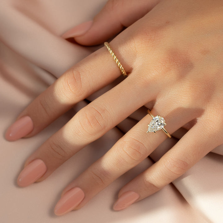 2.50CT Pear Lab Grown F/VVS2 Diamond Hidden Halo Engagement Ring