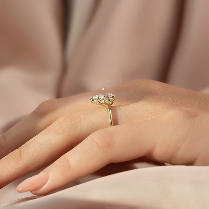 2.50CT Pear Lab Grown F/VVS2 Diamond Hidden Halo Engagement Ring