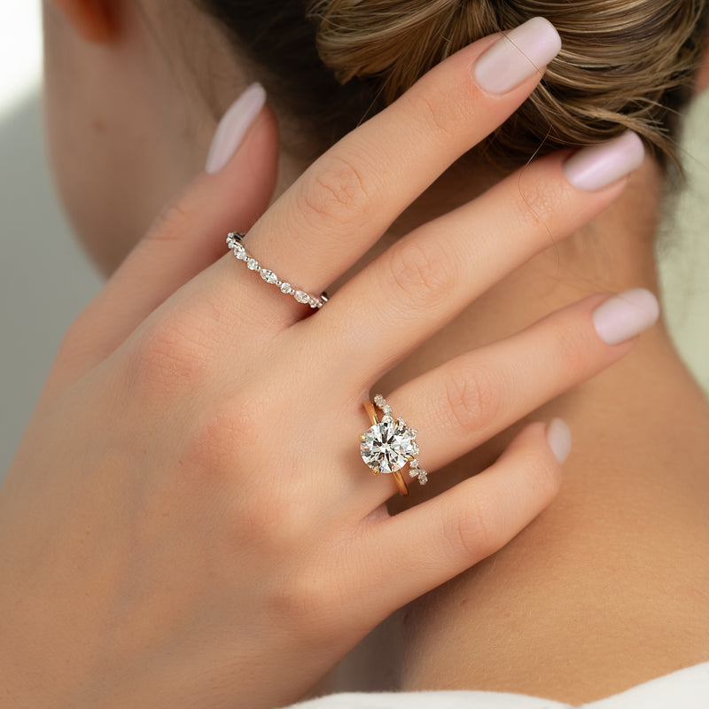 1.0CT Round Lab Grown F/VS1 Hidden Halo Diamond Engagement Ring