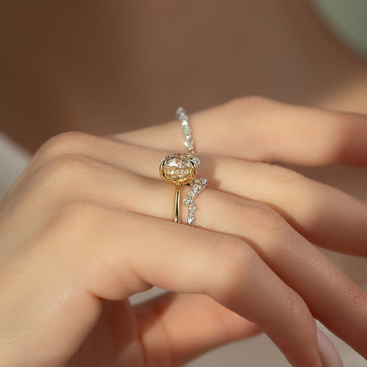 1.0CT Round Lab Grown F/VS1 Hidden Halo Diamond Engagement Ring
