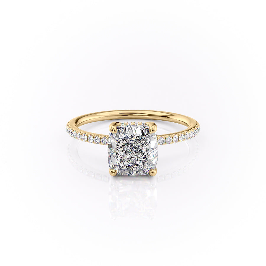 3.0CT Cushion Lab Grown E/VVS2 Hidden Halo Diamond Engagement Ring