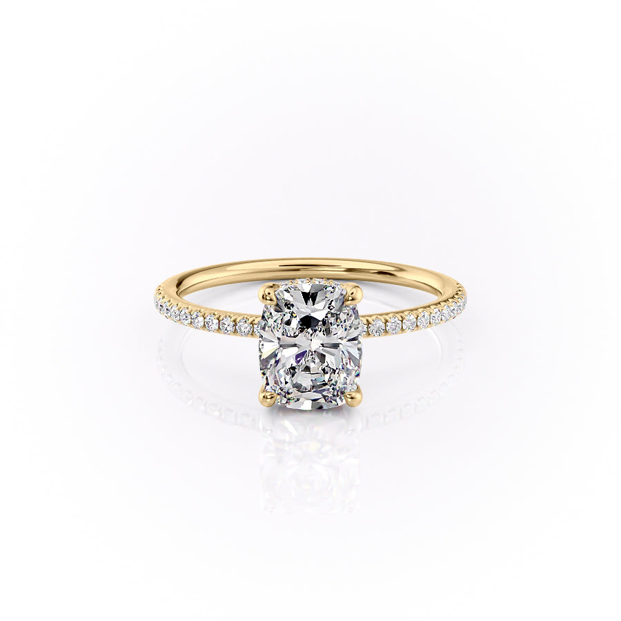 2.50CT Cushion Lab Grown E/VVS2 Diamond Hidden Halo Engagement Ring