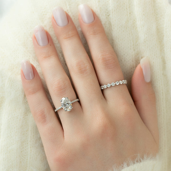 2.50CT Oval Lab Grown F/VS2 Diamond Hidden Halo Engagement Ring