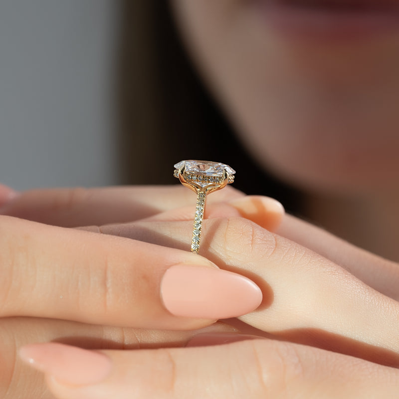 2.50CT Oval Lab Grown F/VS2 Diamond Hidden Halo Engagement Ring