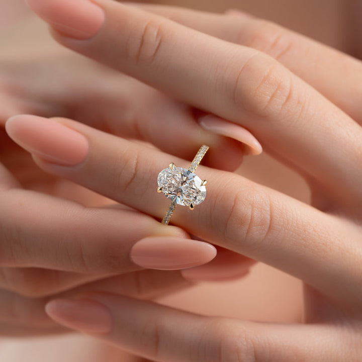 2.50CT Oval Lab Grown F/VS2 Diamond Hidden Halo Engagement Ring