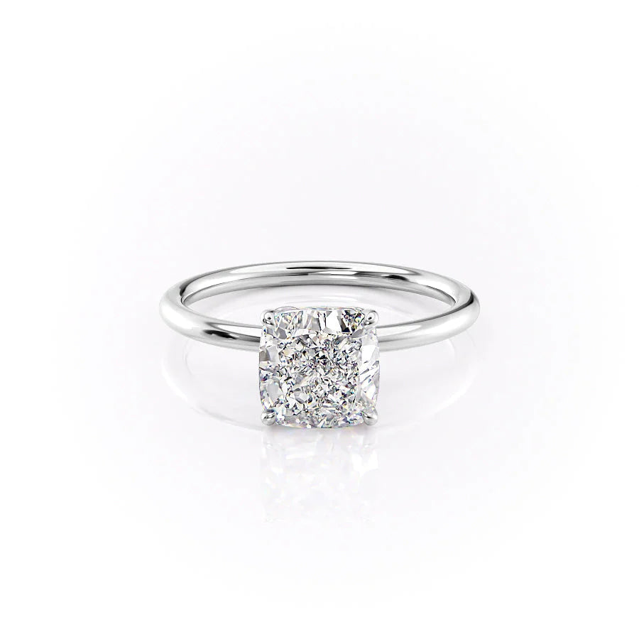 3.0CT Cushion Lab Grown E/VVS1 Tulip Set Diamond Engagement Ring