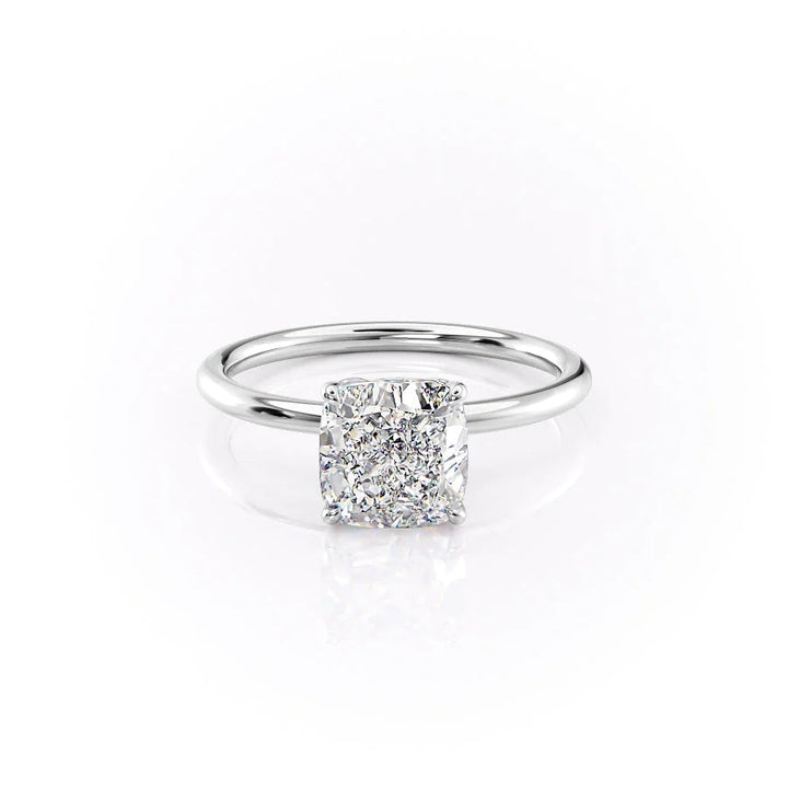 3.0CT Cushion Lab Grown E/VVS1 Tulip Set Diamond Engagement Ring