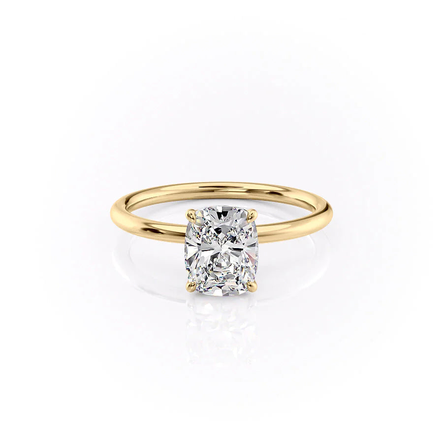 2.0CT Cushion Lab Grown F/VS2 Diamond Unique Tulip Engagement Ring