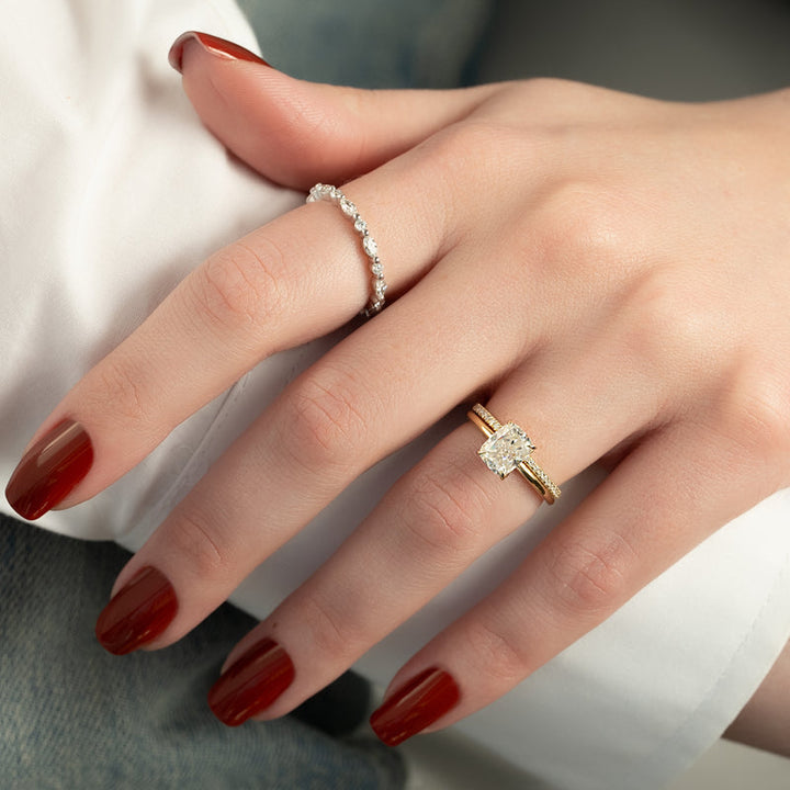 2.0CT Cushion Lab Grown F/VS2 Diamond Unique Tulip Engagement Ring
