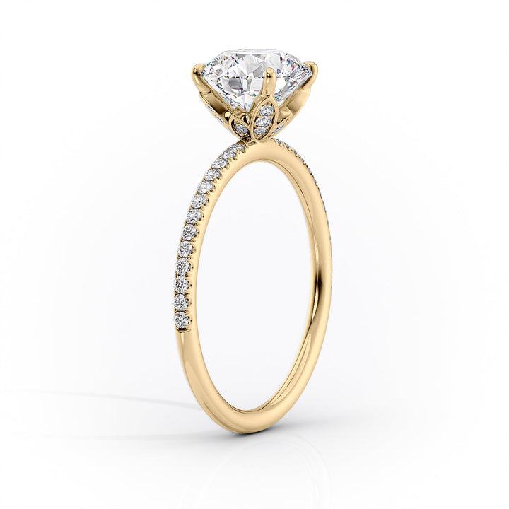 3.0CT Elongated Cushion Lab Grown F/VVS2 Diamond Tulip Set Engagement Ring