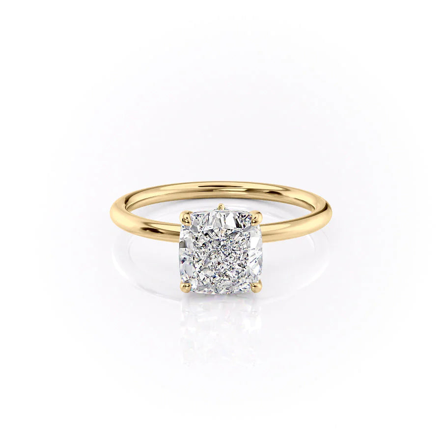 4.0CT Cushion Lab Grown E/VS2 Diamond Tulip Set Engagement Ring