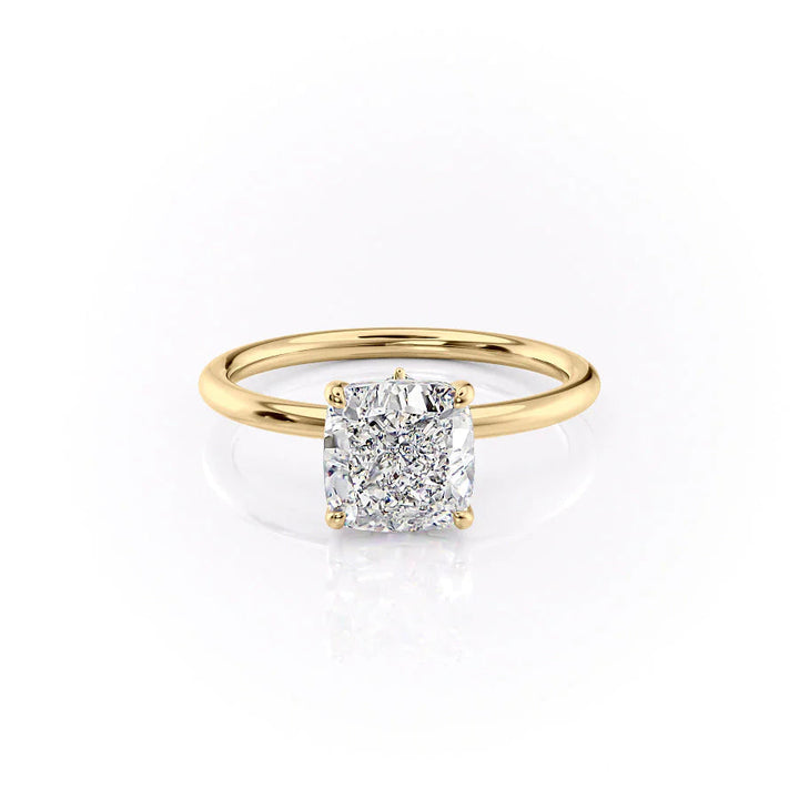 4.0CT Cushion Lab Grown E/VS2 Diamond Tulip Set Engagement Ring