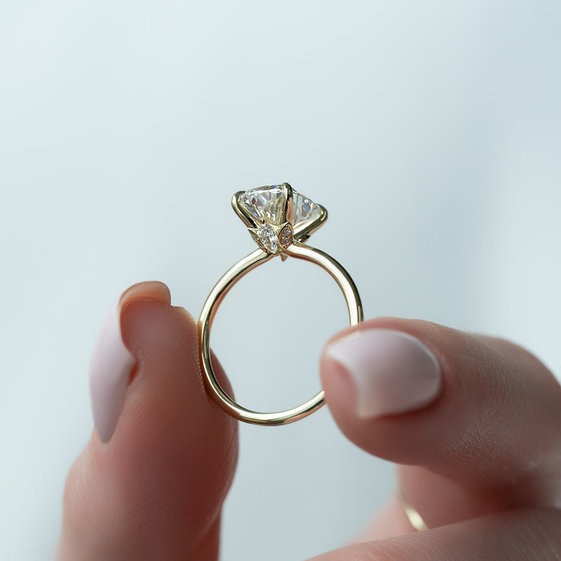 2.50CT Cushion Lab Grown F/VVS2 Diamond Unique Flower Engagement Ring