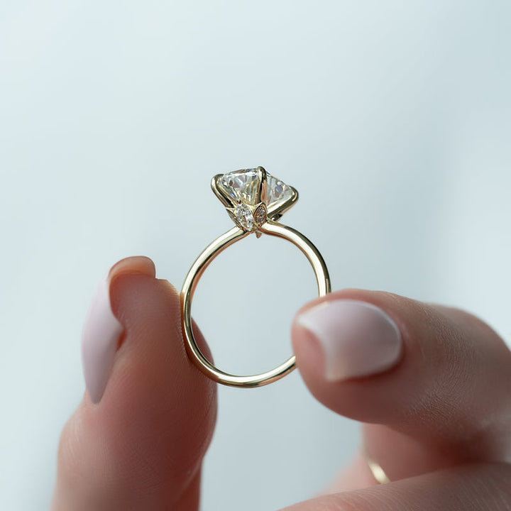 2.50CT Cushion Lab Grown F/VVS2 Diamond Unique Flower Engagement Ring