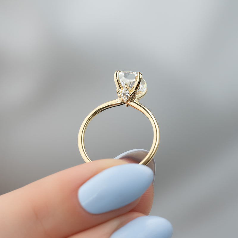 2.50CT Cushion Lab Grown F/VVS2 Diamond Unique Flower Engagement Ring