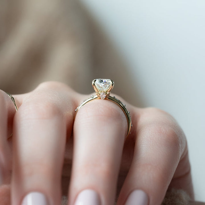 2.50CT Cushion Lab Grown F/VVS2 Diamond Unique Flower Engagement Ring