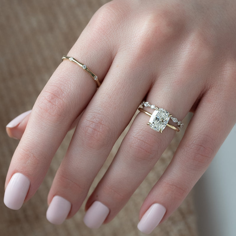 2.50CT Cushion Lab Grown F/VVS2 Diamond Unique Flower Engagement Ring