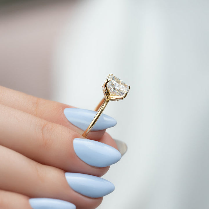 2.50CT Cushion Lab Grown F/VVS2 Diamond Unique Flower Engagement Ring