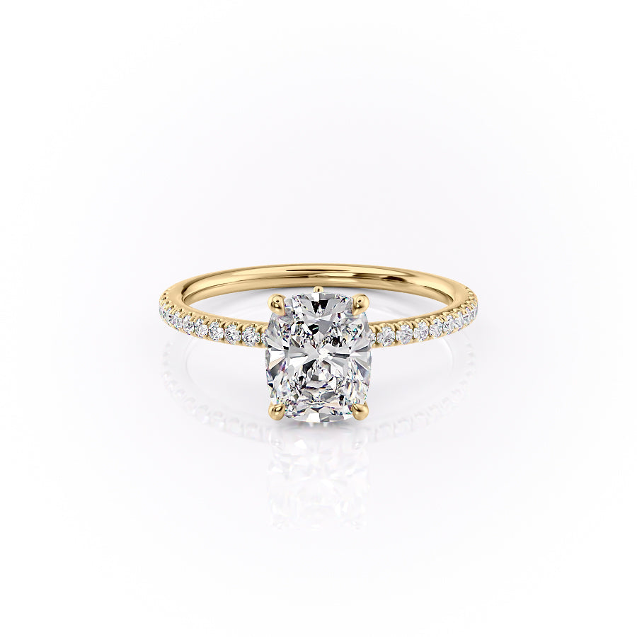 3.50CT Elongated Cushion Lab Grown F/VS2 Diamond Unique Flower Engagement Ring