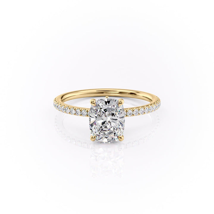3.50CT Elongated Cushion Lab Grown F/VS2 Diamond Unique Flower Engagement Ring