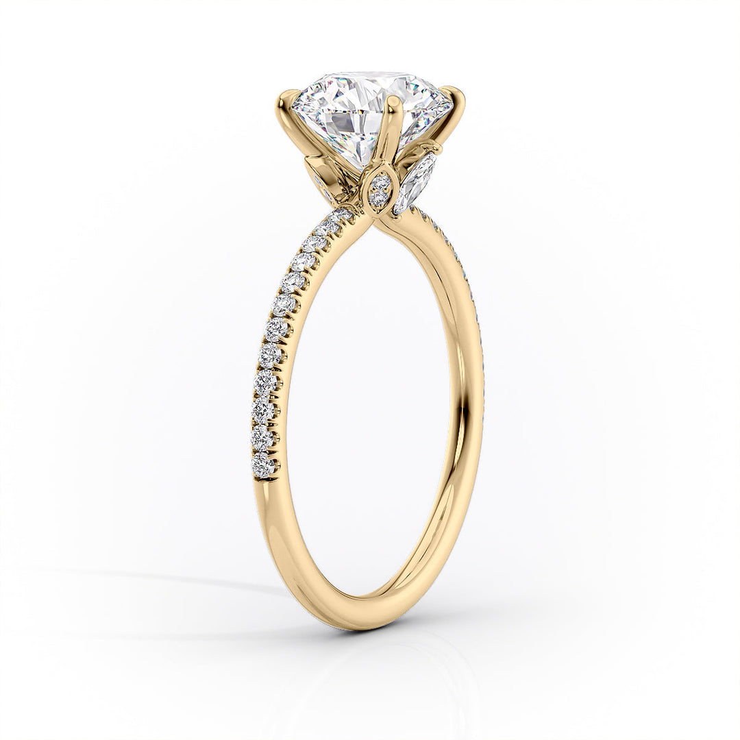 3.50CT Elongated Cushion Lab Grown F/VS2 Diamond Unique Flower Engagement Ring