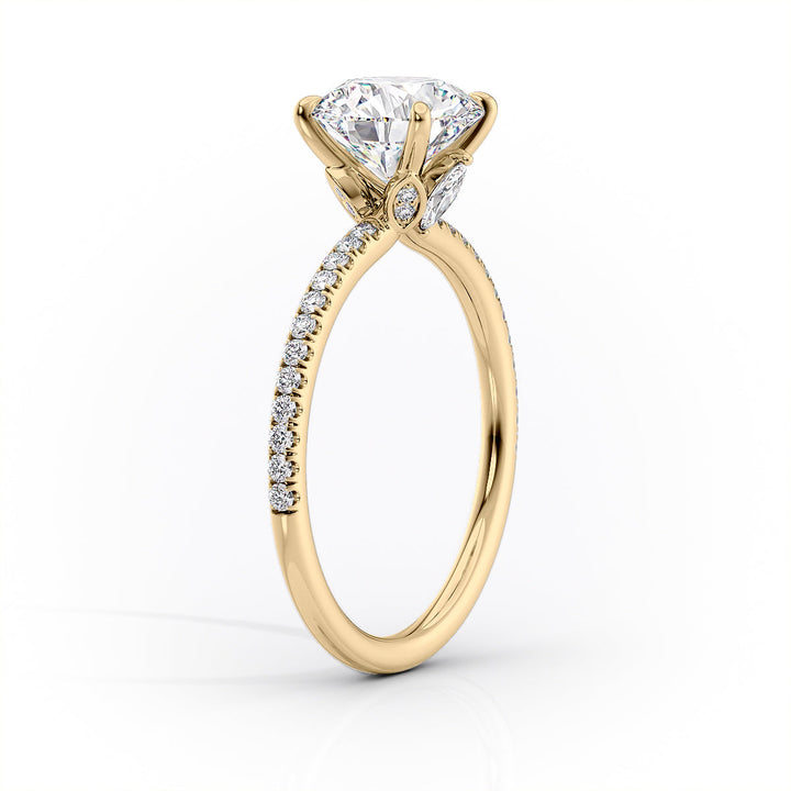 3.50CT Elongated Cushion Lab Grown F/VS2 Diamond Unique Flower Engagement Ring