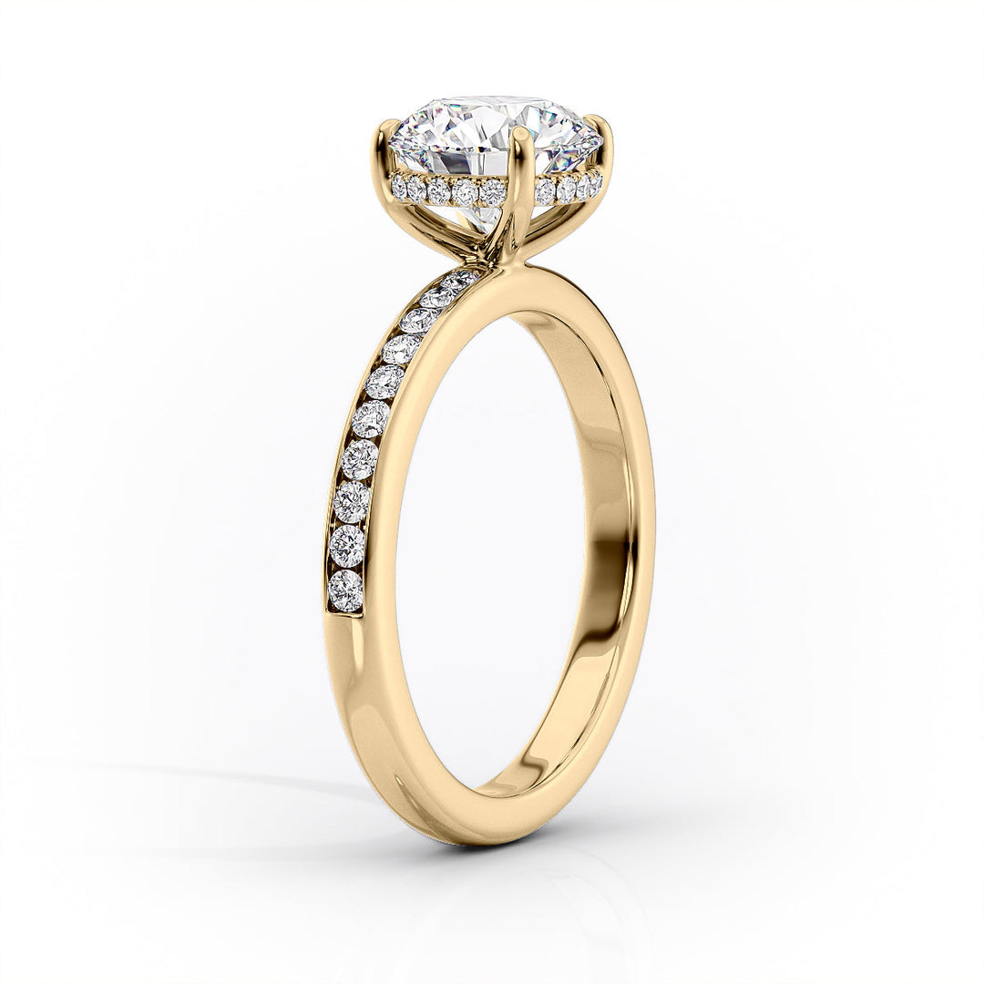 3.50CT Round Lab Grown F/VVS1 Diamond Channel Set Pave Engagement Ring