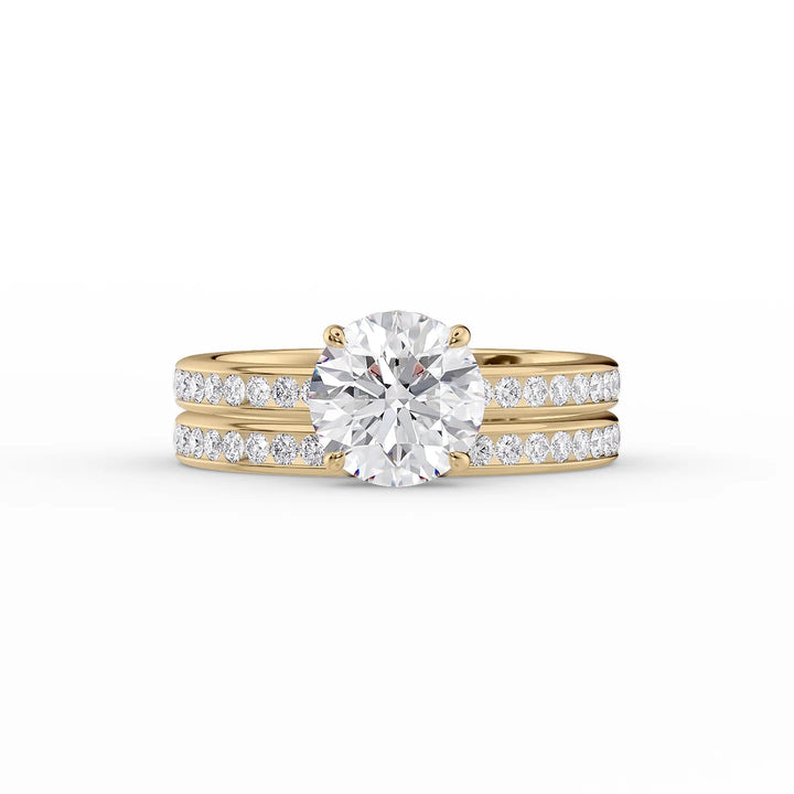 3.50CT Round Lab Grown F/VVS1 Diamond Channel Set Pave Engagement Ring