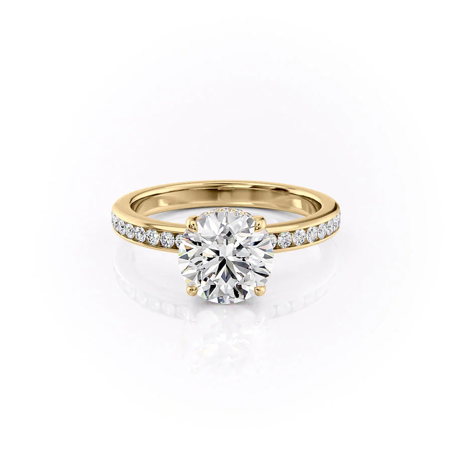 3.50CT Round Lab Grown F/VVS1 Diamond Channel Set Pave Engagement Ring