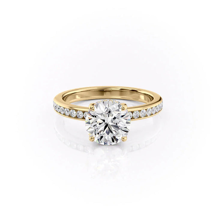 3.50CT Round Lab Grown F/VVS1 Diamond Channel Set Pave Engagement Ring