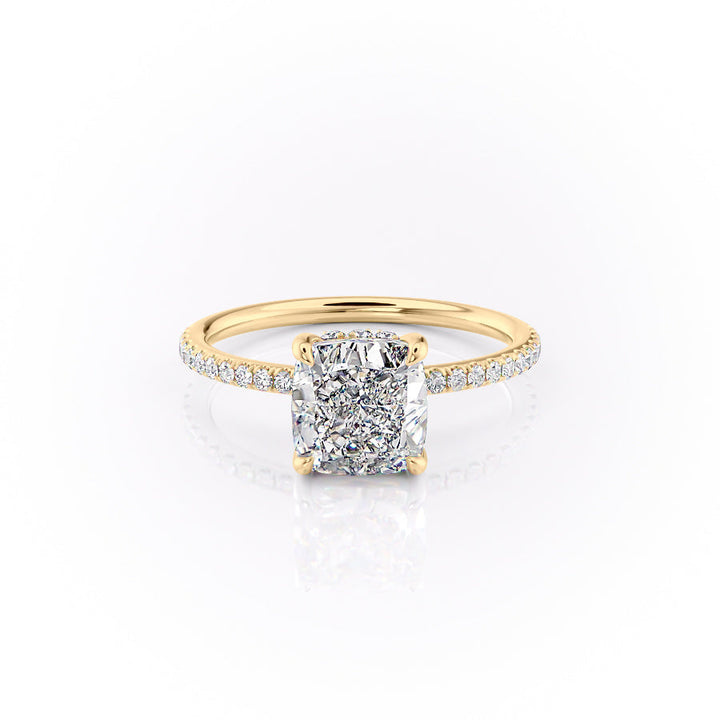 1.50CT Cushion Lab Grown F/VVS1 Hidden Halo Diamond Pave Engagement Ring