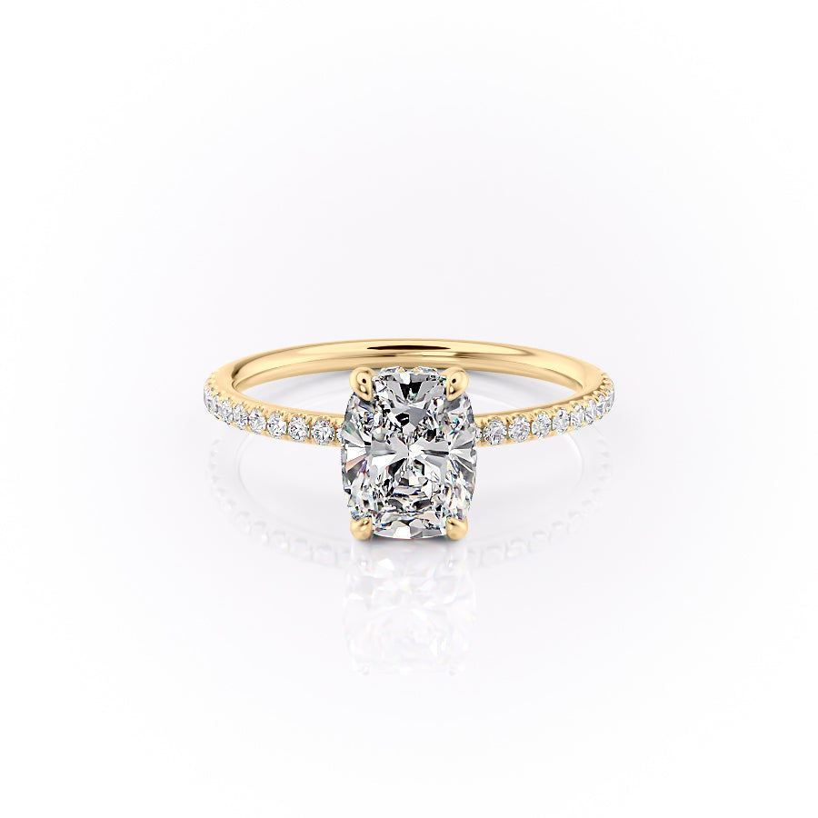 2.50CT Elongated Cushion Lab Grown D/VS1 Hidden Halo Diamond Engagement Ring