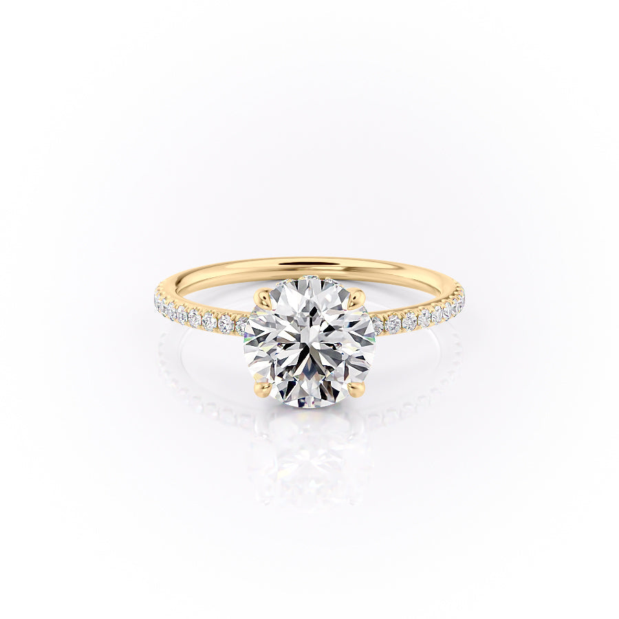 2.0CT Round Lab Grown F/VS1 Pave Diamond Hidden Halo Engagement Ring