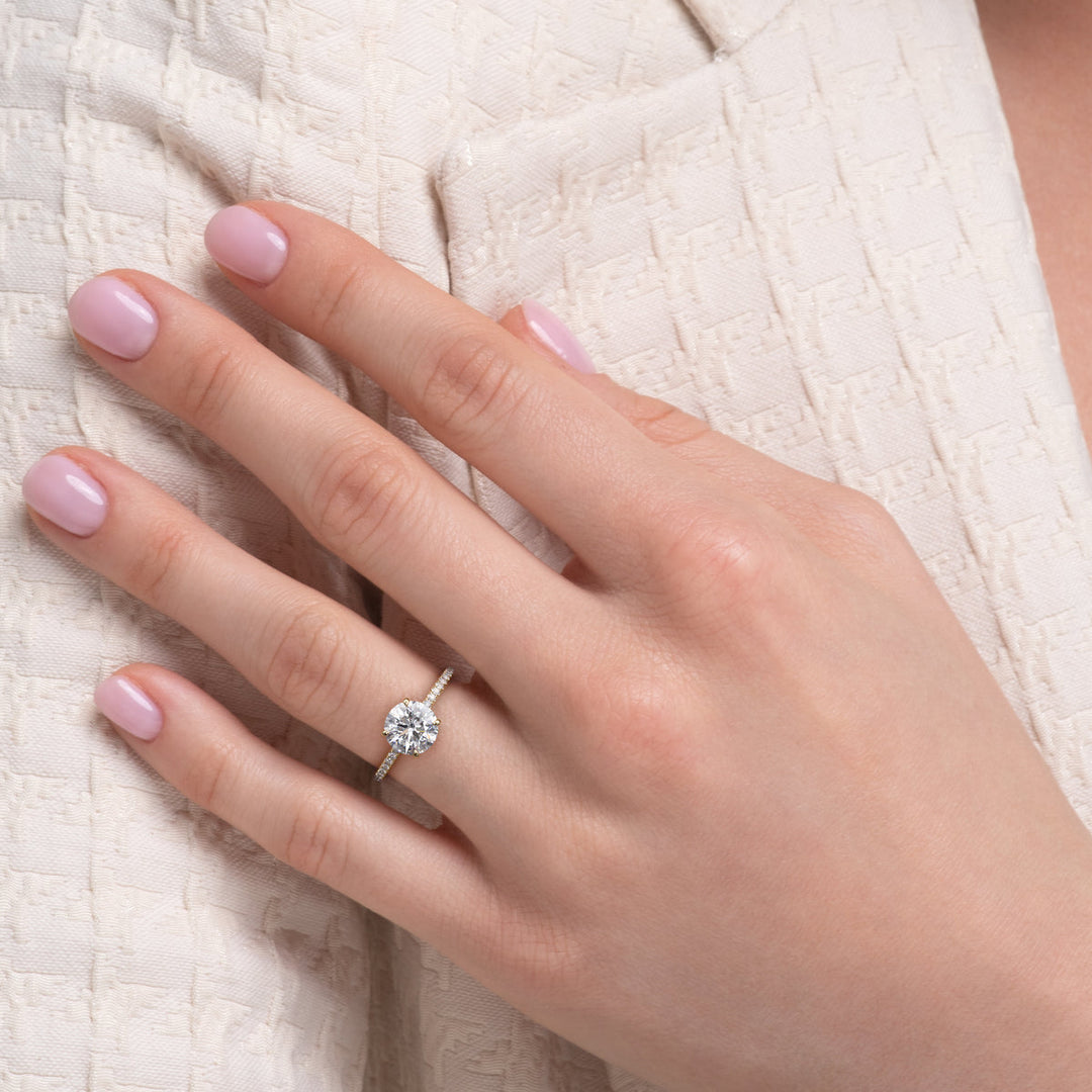 2.0CT Round Lab Grown F/VS1 Pave Diamond Hidden Halo Engagement Ring