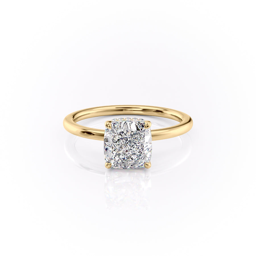 2.50CT Cushion Lab Grown Hidden D/VS1 Diamond Engagement Ring