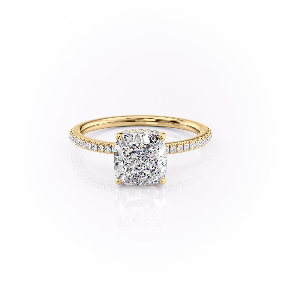 3.0CT Cushion Lab Grown E/VVS1 Hidden Diamond Engagement Ring