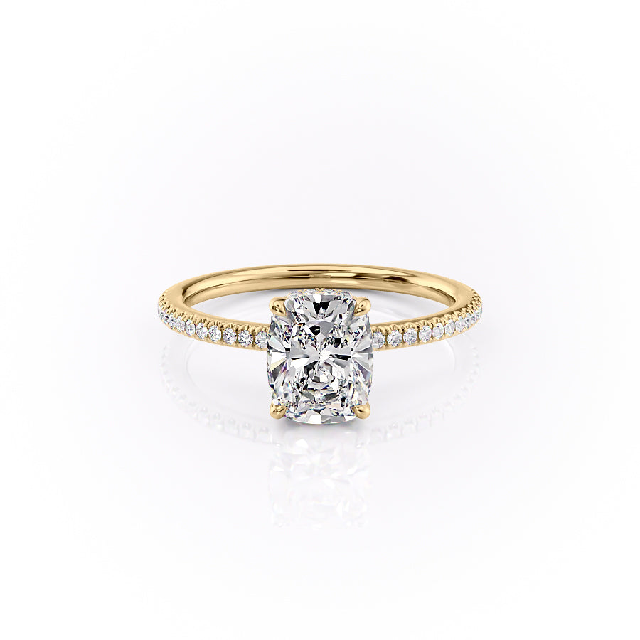 2.50CT Elongated Cushion Lab Grown E/VVS1 Diamond Pave Engagement Ring