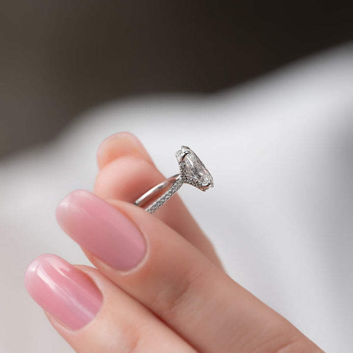 3.0CT Oval Lab Grown F/VS1 Diamond Unique Pave Engagement Ring