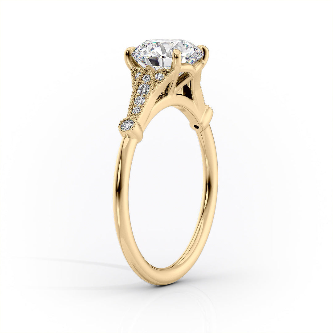 2.50CT Round Lab Grown F/VVS1 Diamond Vintage Pave Engagement Ring