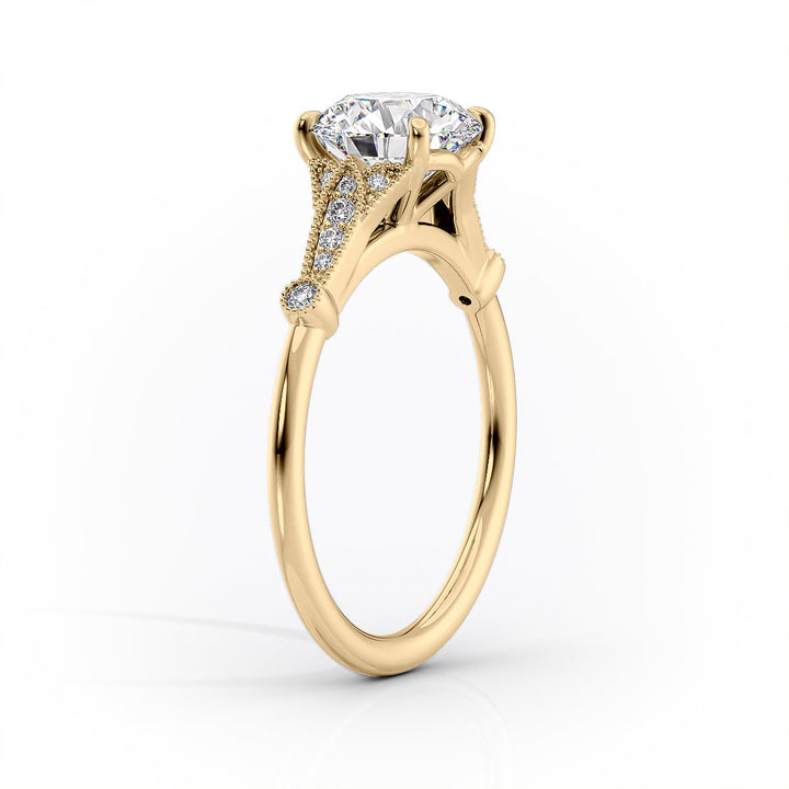 2.50CT Round Lab Grown F/VVS1 Diamond Vintage Pave Engagement Ring