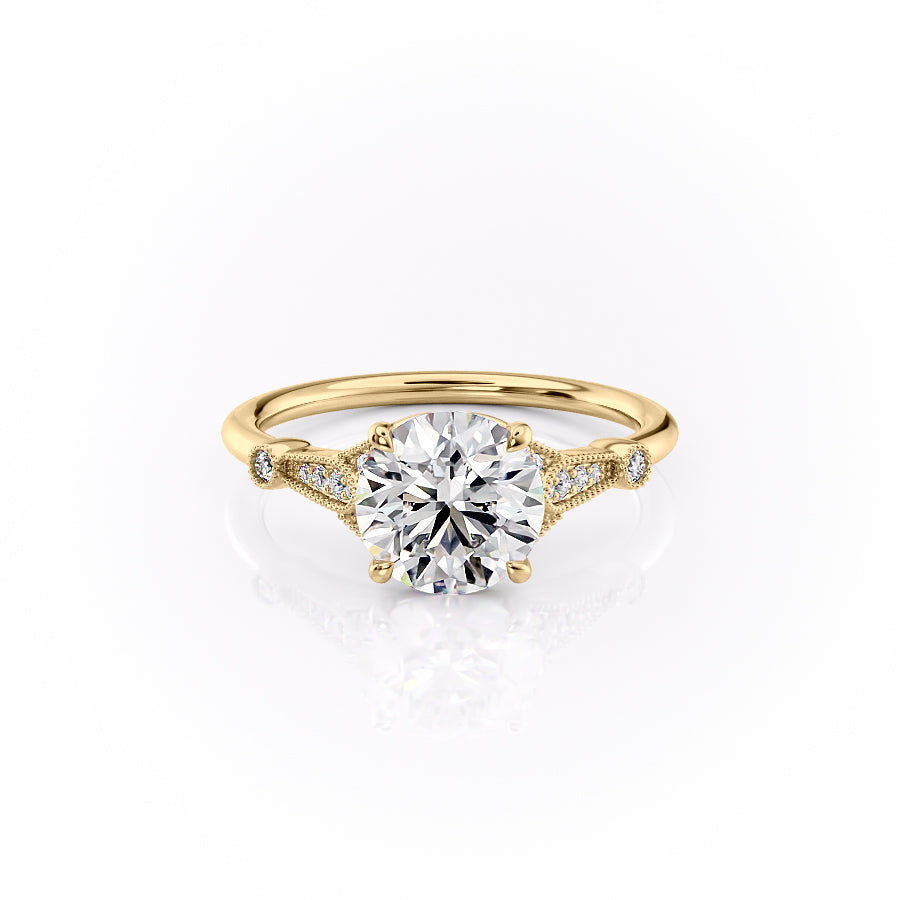 2.50CT Round Lab Grown F/VVS1 Diamond Vintage Pave Engagement Ring