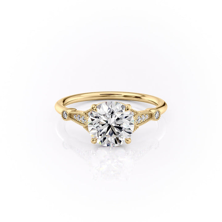 2.50CT Round Lab Grown F/VVS1 Diamond Vintage Pave Engagement Ring