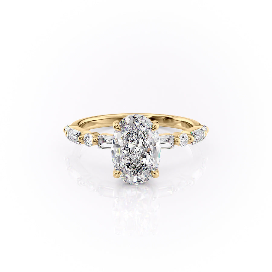 2.50CT Oval Lab Grown F/VVS2 Diamond Pave Engagement Ring