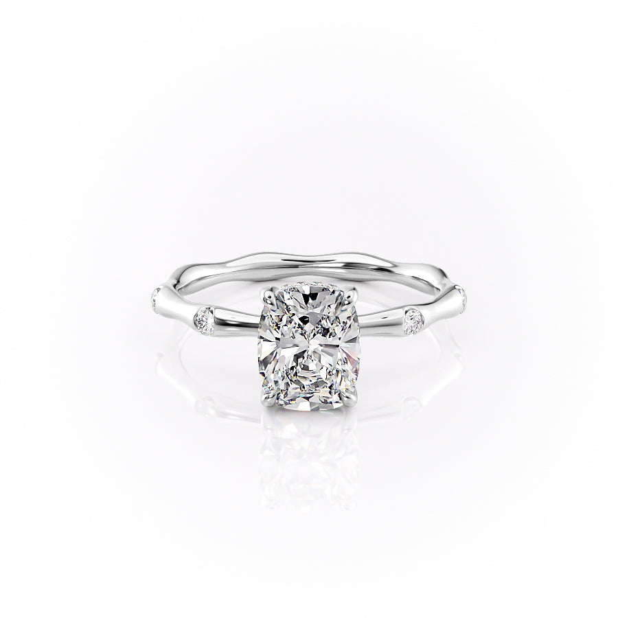 2.0CT Cushion Lab Grown E/VS1 Diamond Hidden Halo Engagement Ring