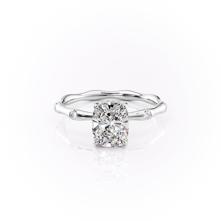 2.0CT Cushion Lab Grown E/VS1 Diamond Hidden Halo Engagement Ring