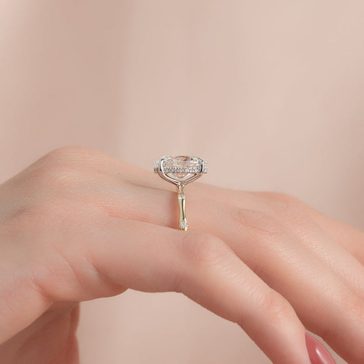 2.50CT Oval Lab Grown F/VS1 Diamond Distance Pave Engagement Ring