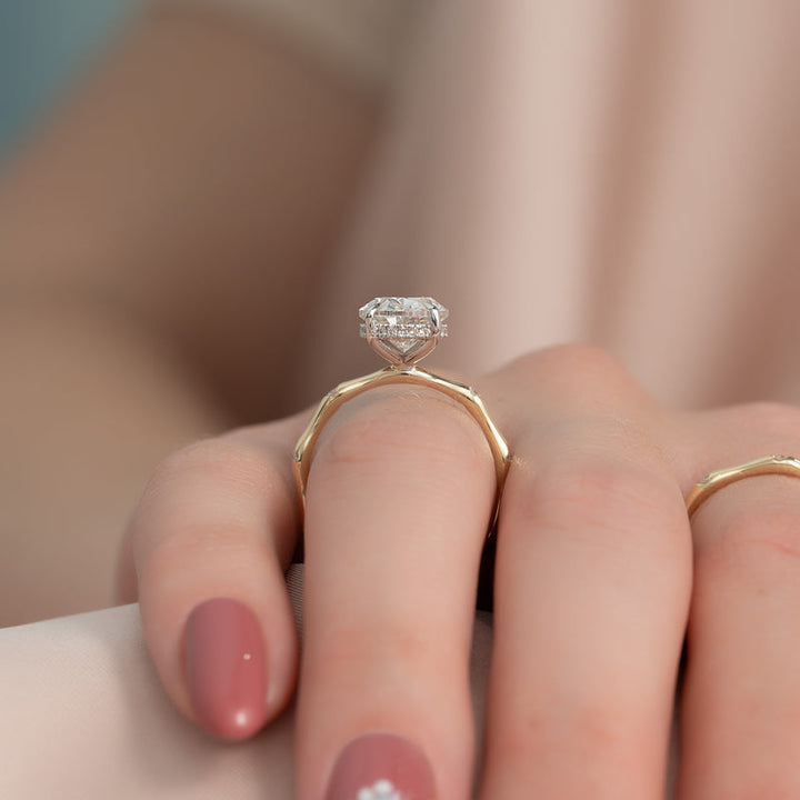 2.50CT Oval Lab Grown F/VS1 Diamond Distance Pave Engagement Ring